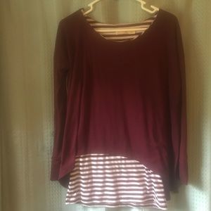 Attached layered long sleeved T.